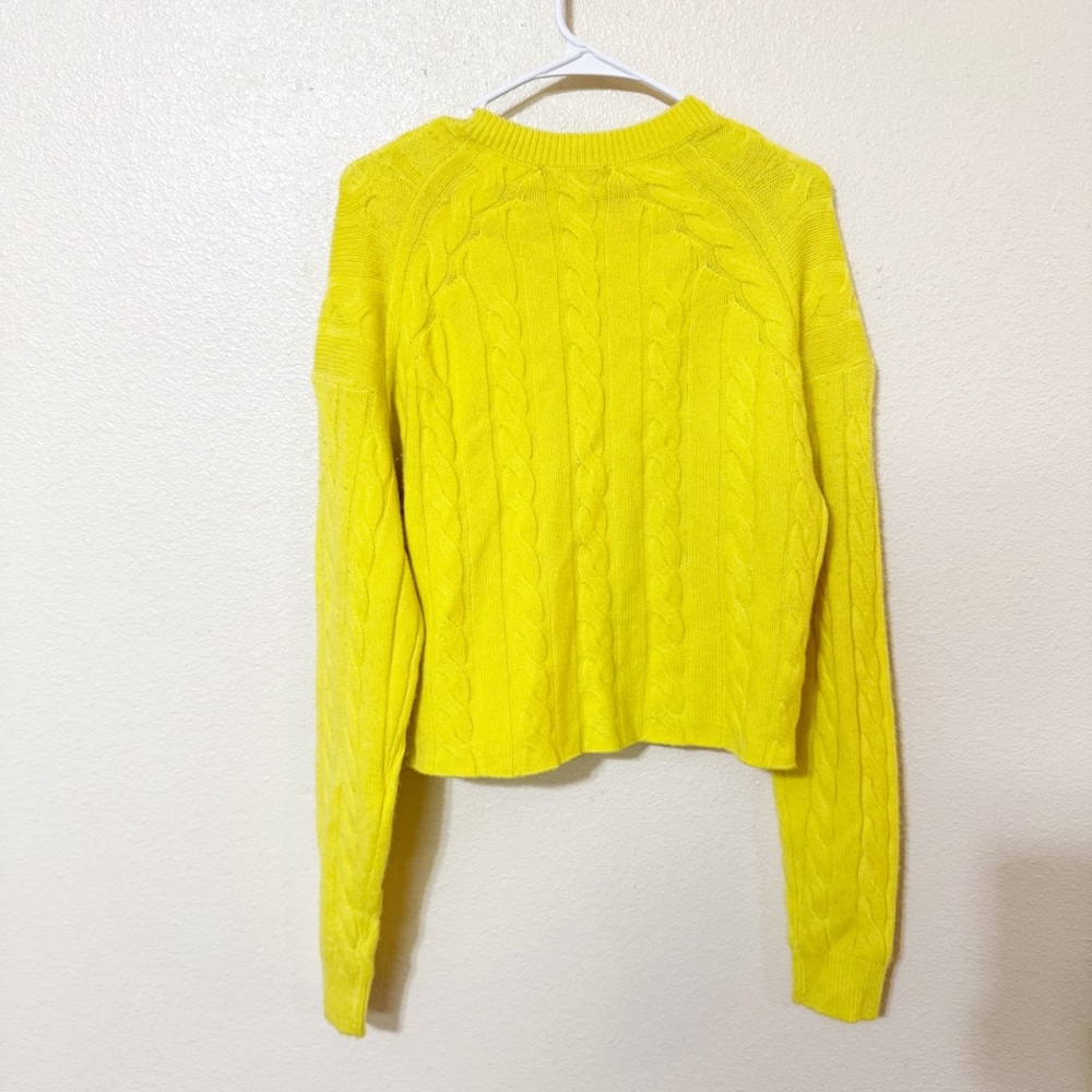 NWT MAJE Miramar Yellow Cable Knit V-Neck Pullover Cashmere Blend Sweater Medium - Picture 7 of 11
